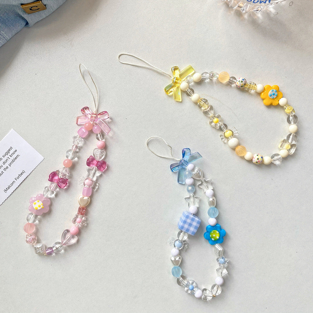 Beaded Flower Phone Lanyard Jewelry Hand Rope