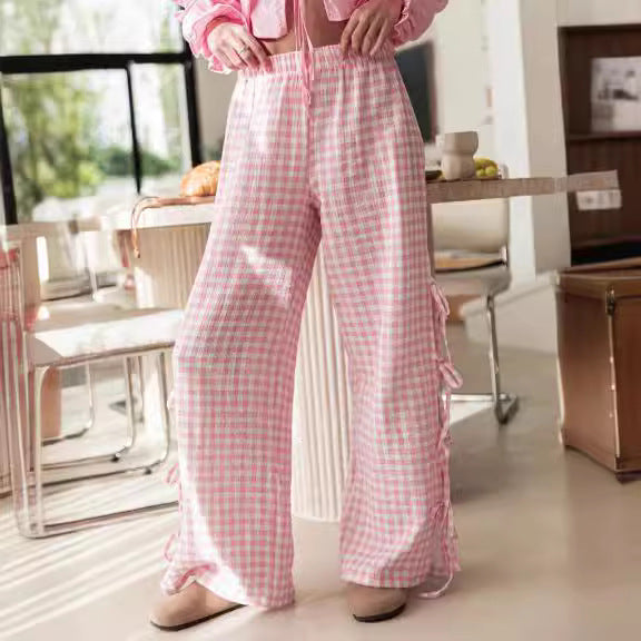 Women's Loose Side Lace-up Casual Trousers
