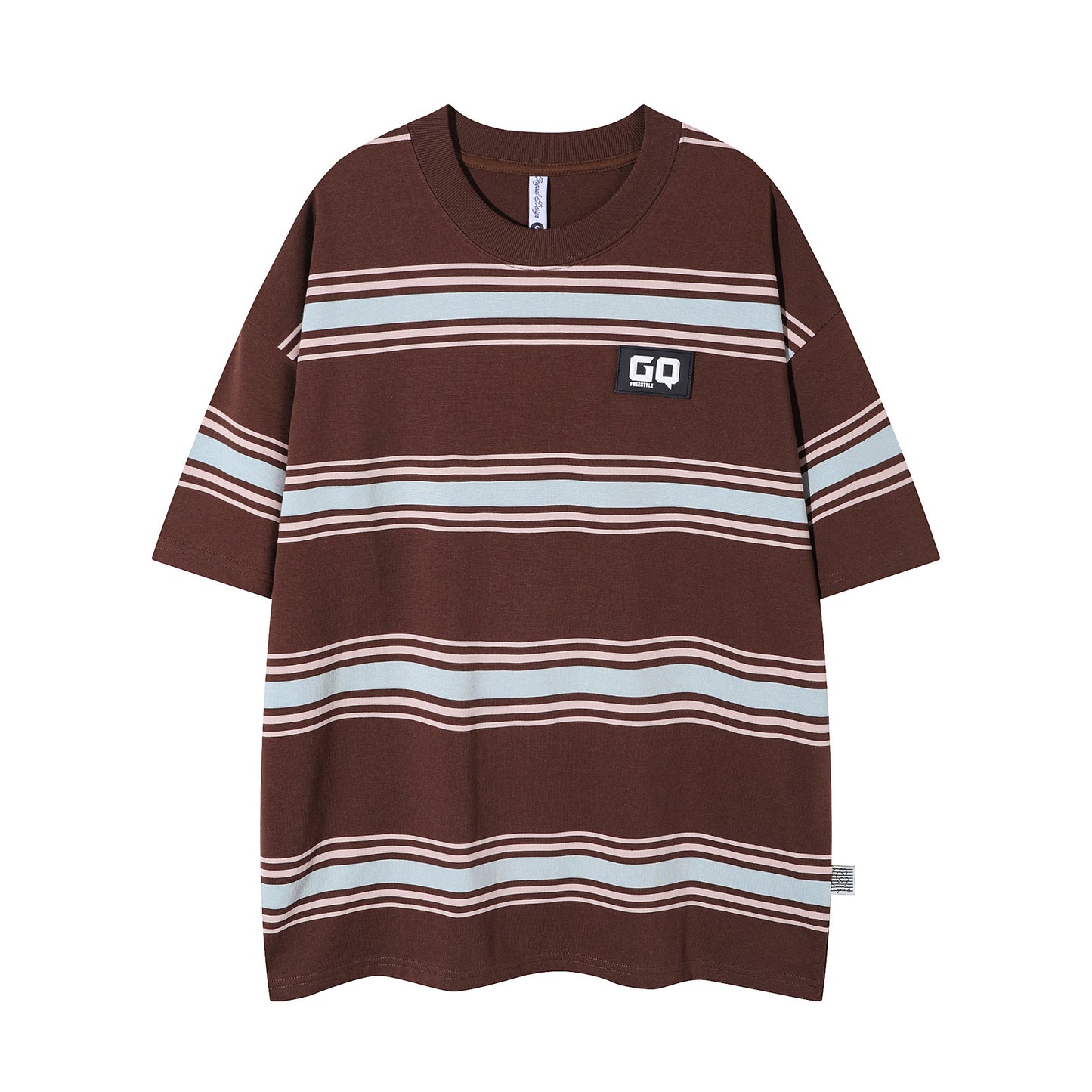 Vintage Stripe Niche Couple Loose Half Sleeve Top