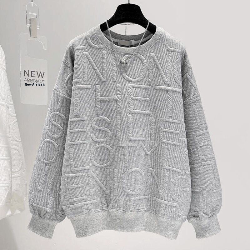 Men's and Women's 3D Letter Loose Long Sleeve Top