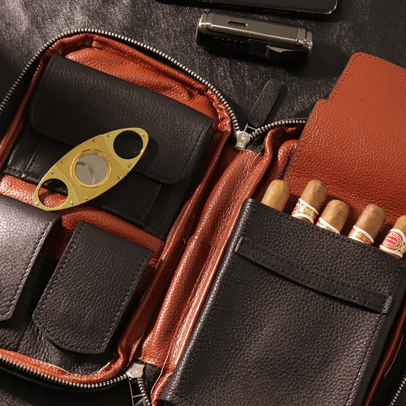 Portable Leather Cigar Travel Case