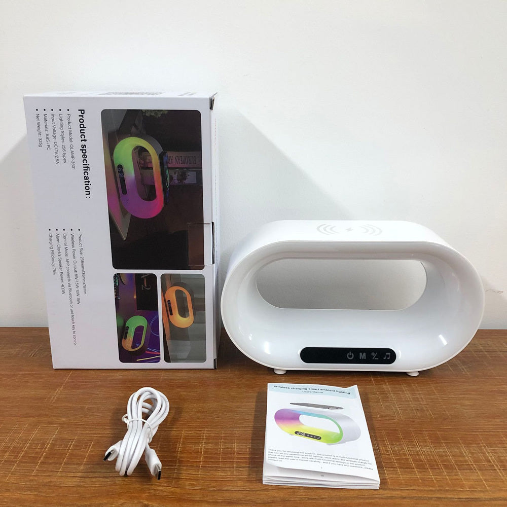 3-in-1 LED Desk Lamp RGB Wireless Charger Alarm Clock