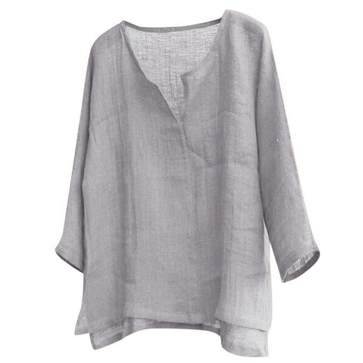 Chinese Style V-neck Men's Long-sleeved Shirt
