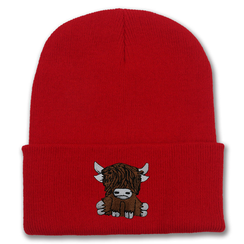 Cartoon Long Hair Yak Knitted Hat Winter Warm Wool
