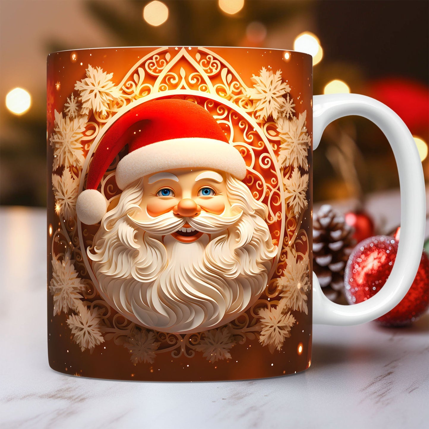 Creative 3D Christmas Ceramic Mug Snowman Santa Design