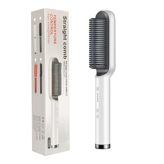 2 In 1 Hair Straightener Hot Comb Curling Brush