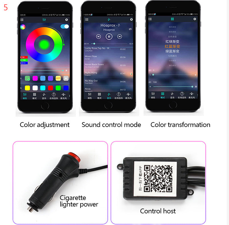 Car Fiber Optic Ambient APP Rhythm Light
