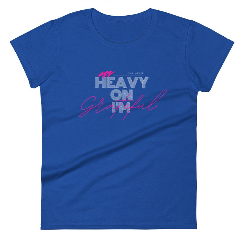 European American Letter Print Grateful Slim T-shirt