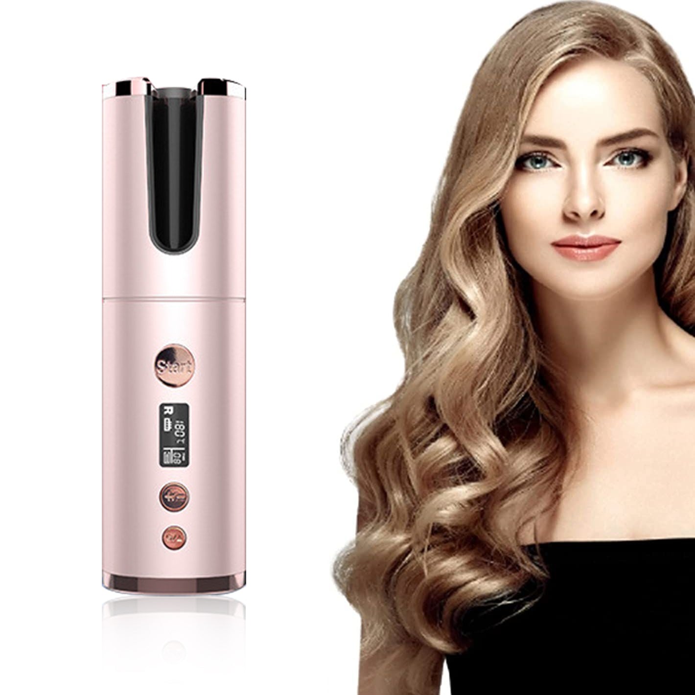 Portable Wireless Rechargeable Auto-Rotating Curling Iron