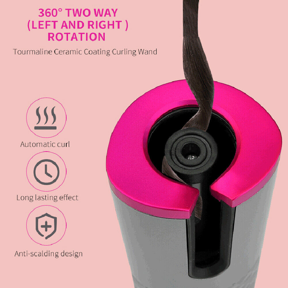 Portable LCD Auto-Rotating Cordless Curler