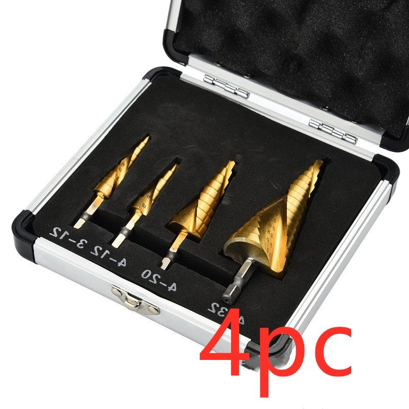 Titanium-plated Spiral Step Drill 4PC Set
