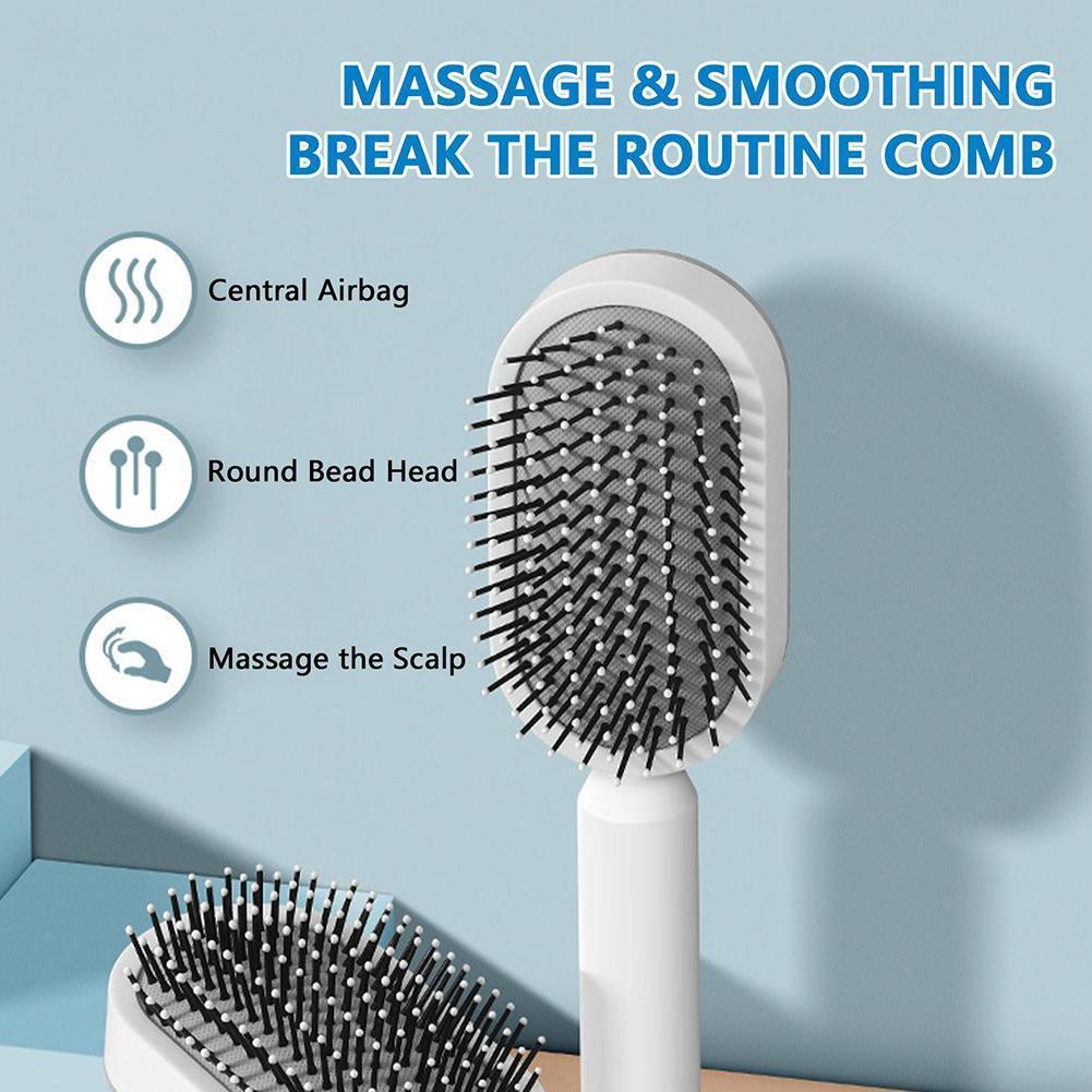 3D Air Cushion Massager Hairbrush with Self-Cleaning Feature