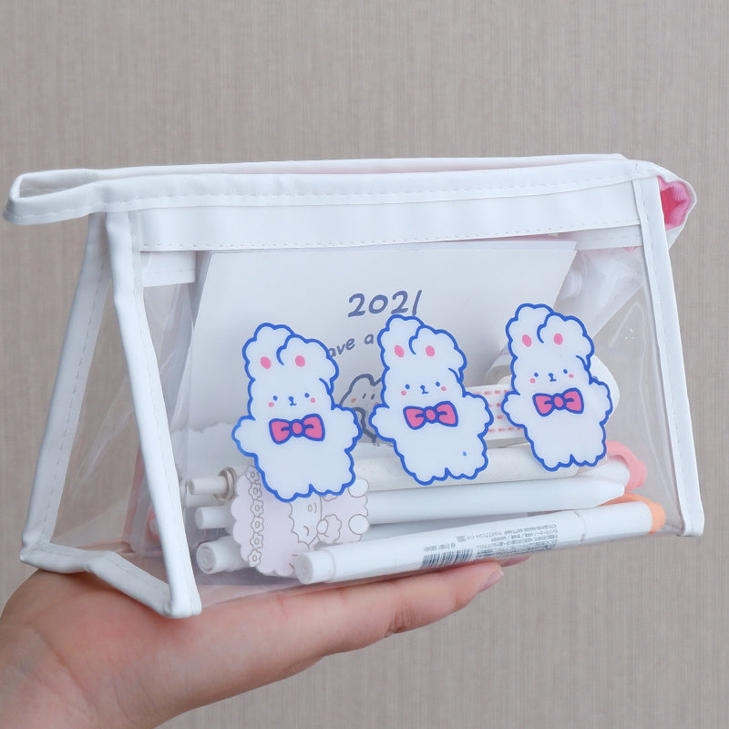 Japanese-Inspired Transparent Pencil Case for Girls