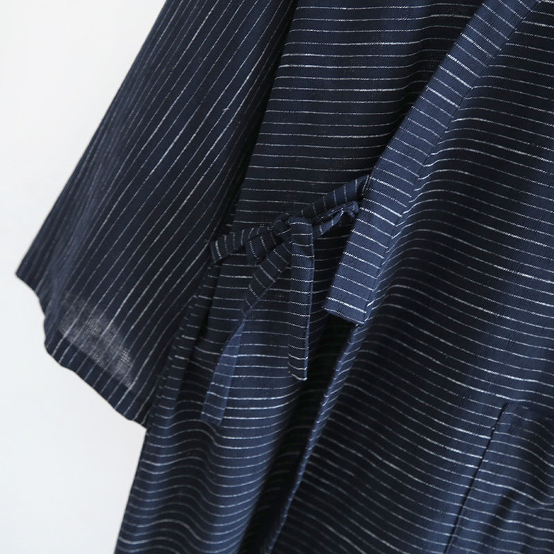 Summer Jacquard Cotton Kimono Thin Bathrobe