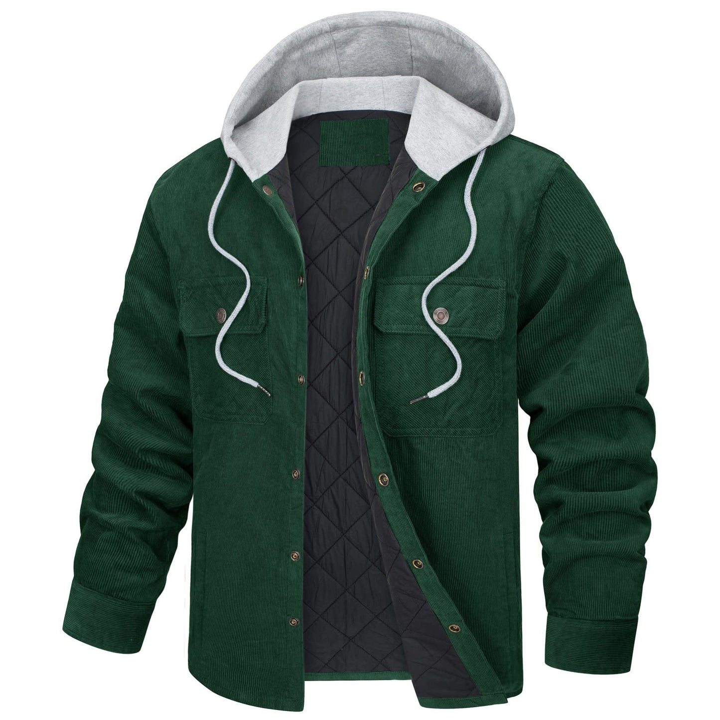 Corduroy Hooded Long Sleeve Cotton