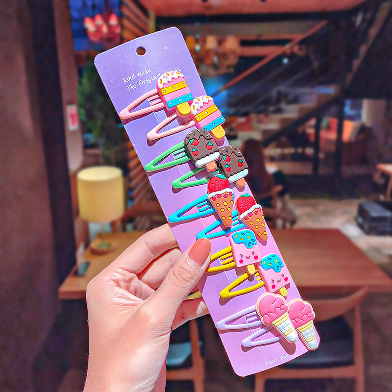 Ice Cream Child Hair Clip Set - 10 Pieces