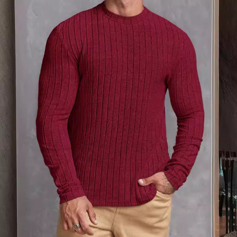Casual Solid Color Round Neck Long Sleeve T-shirt