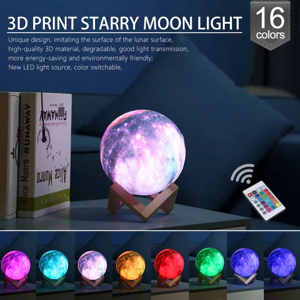 3D LED Galaxy Moon Lamp