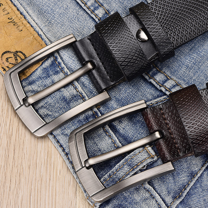Men's Vintage Cowhide Mesh Pin Buckle Casual Belt