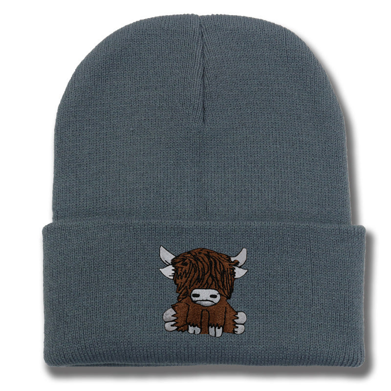 Cartoon Long Hair Yak Knitted Hat Winter Warm Wool