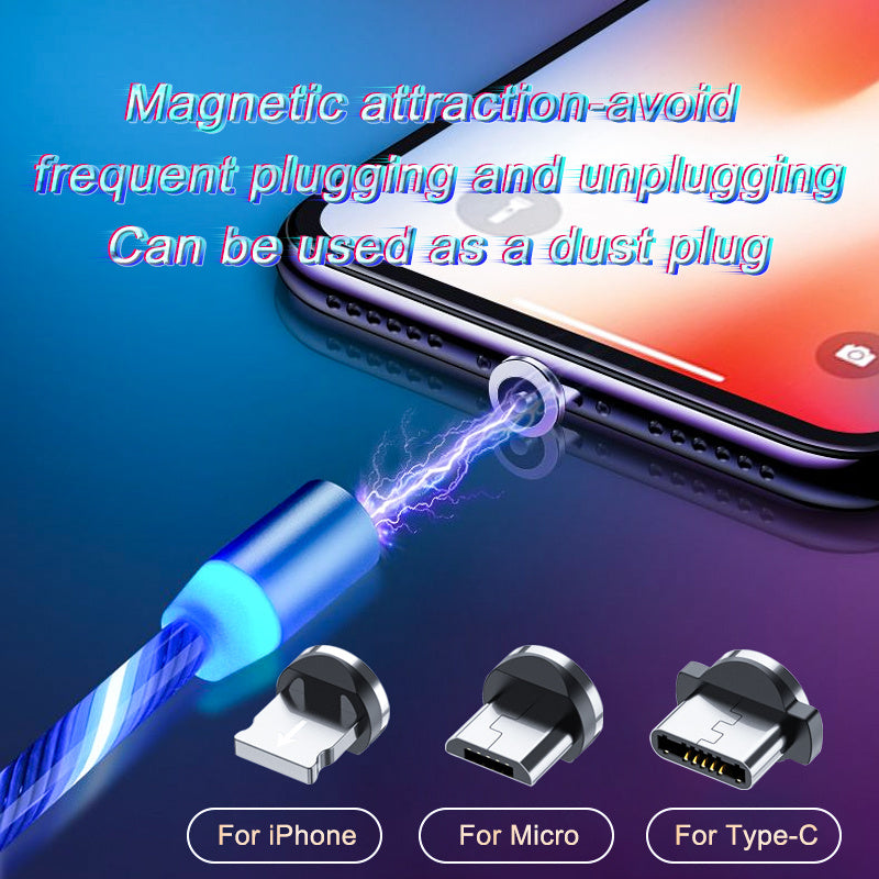 Magnetic Fast Charging Cable Type-C Micro USB LED