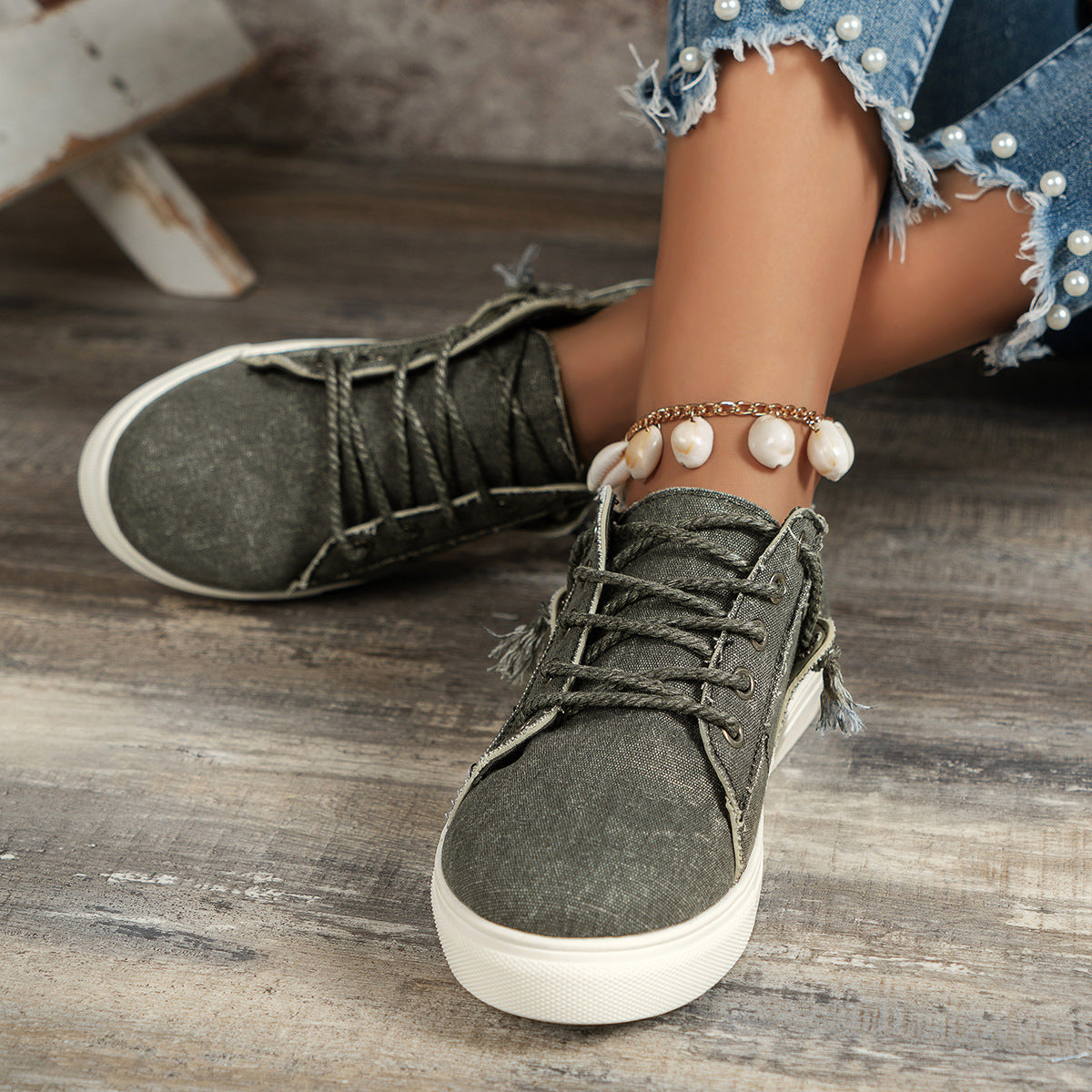 Denim Low-top Lace-up Sports Casual Shoes