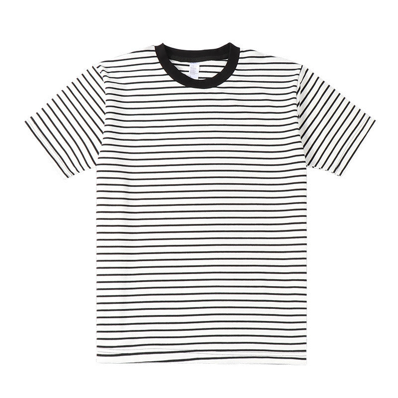 Striped Short Sleeve Men's Versatile Loose T-shirt