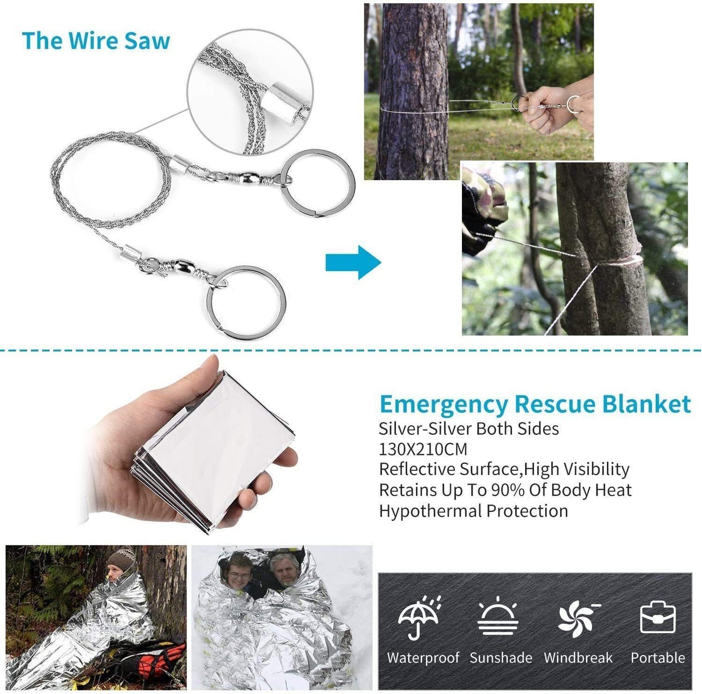 14-in-1 Outdoor Survival Gear Kit - Camping, Hiking, Fishing & Hunting