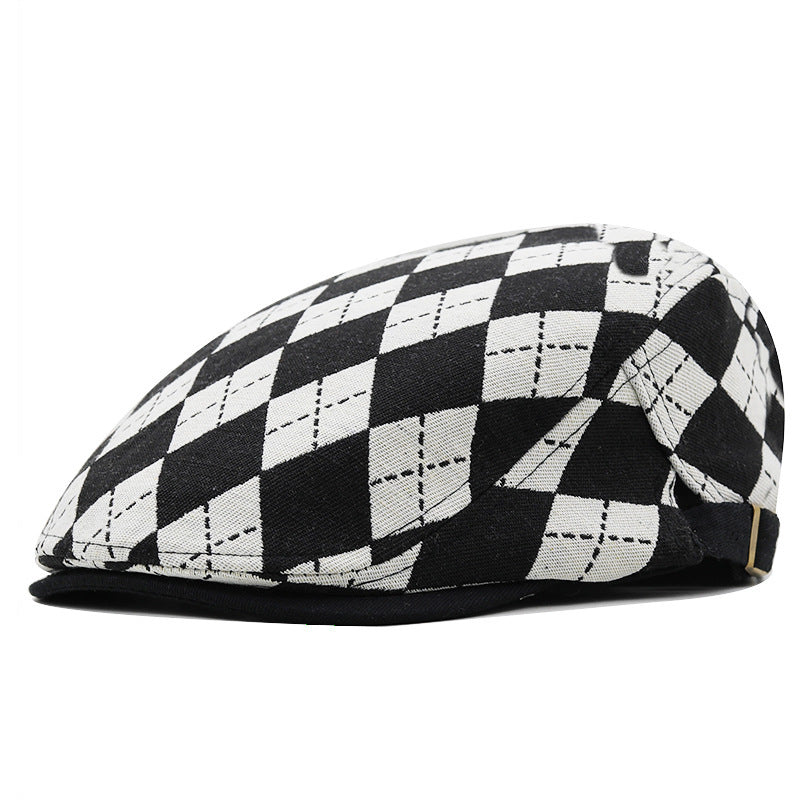 Retro Plaid Short Brim Advance British Casual Painter Hat