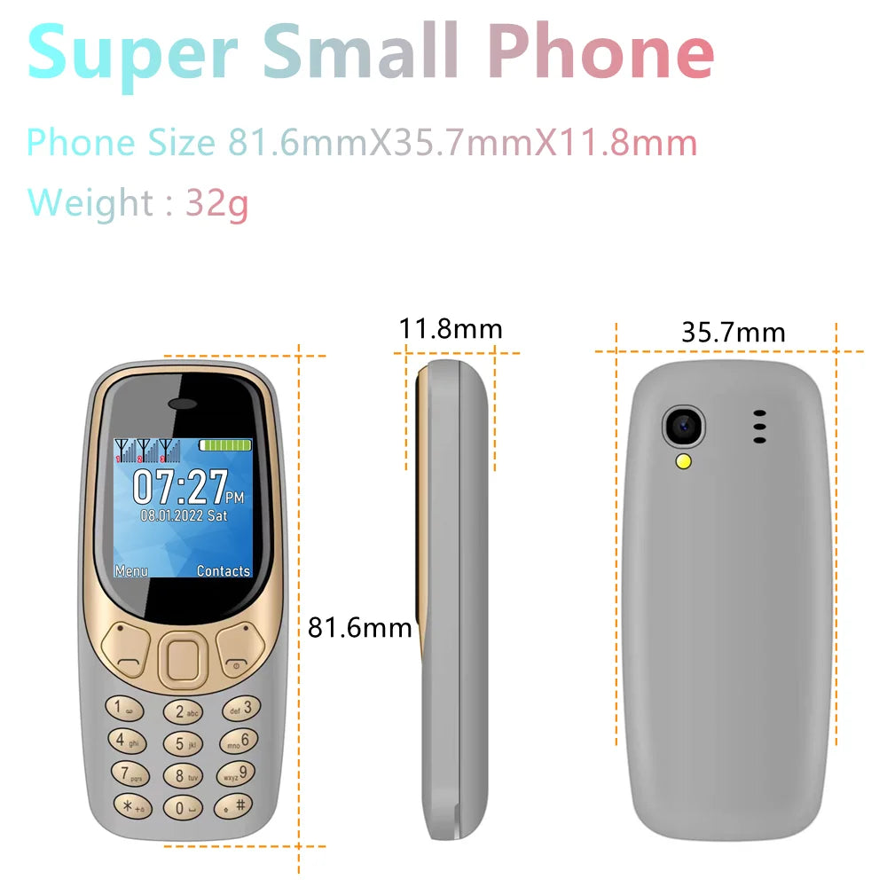 SERVO Q3308 PRO 3 SIM Card 3 Standby Mini Mobile Phone Bluetooth Dial Speed Dial Magic Voice FM Radio Call Recording Cellphone