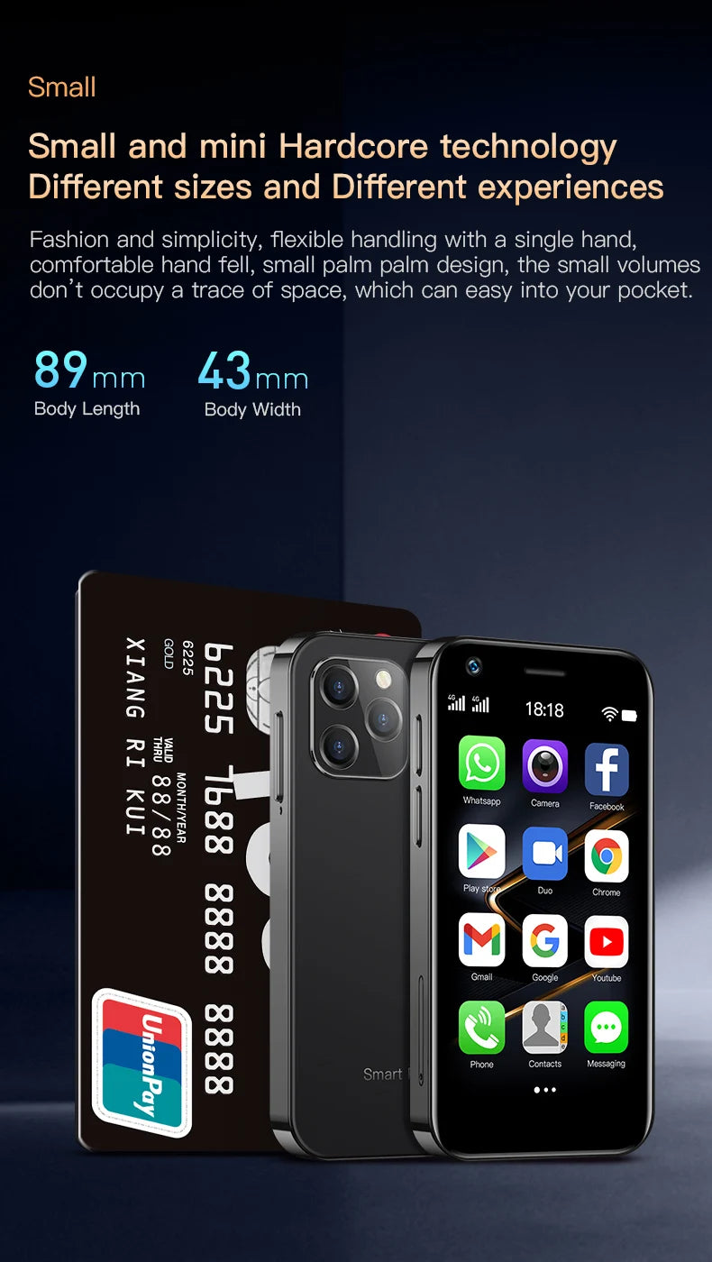 SOYES Android 10.0 Mini Smartphone 4G LTE Octa Core 13MP Camera 3.0'' Display OTG Cell Phone