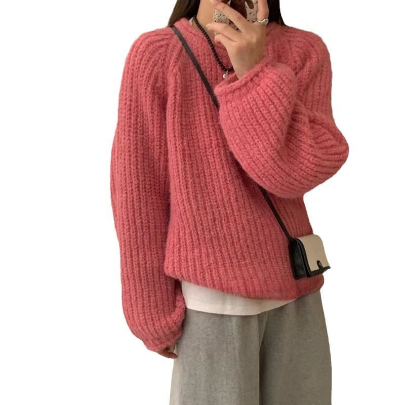 Idle Style Round Neck Sweater For Women