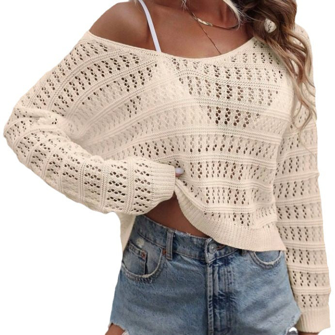 Women's Hollow Out Outer Match Knitted Sweater
