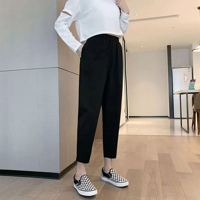 Slimming Spring And Summer Black Casual Pants