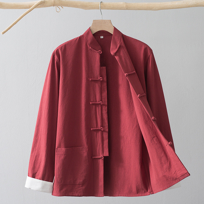 Cotton Linen Coat Vintage Top For Men