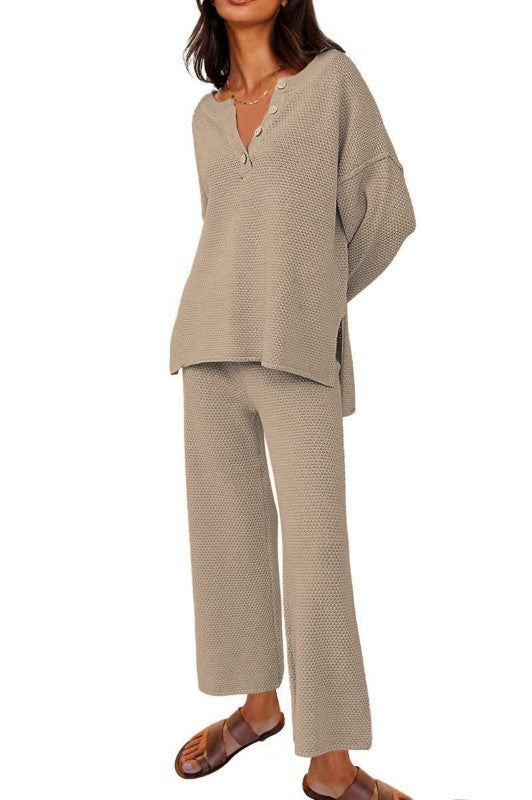 Solid Color Loose Leisure Two-Piece Set