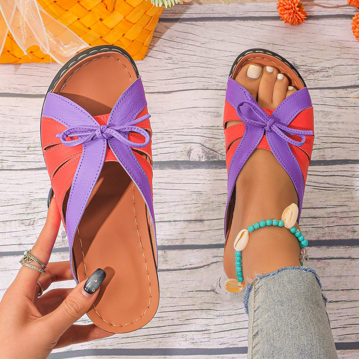 Plus Size Hollow Fish Mouth Wedge Slippers