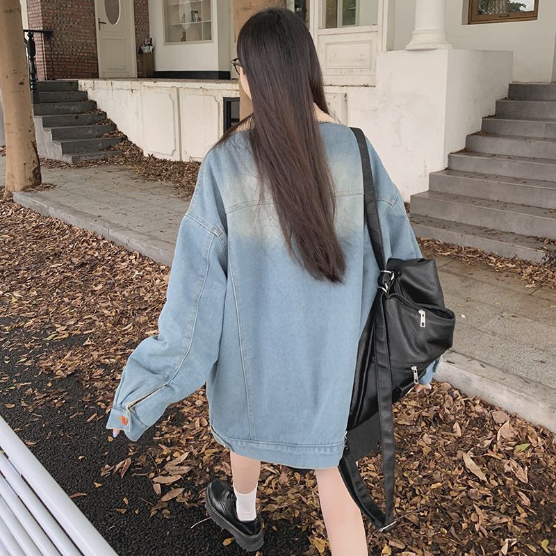 Women's Retro Color Block Denim Cardigan Jacket