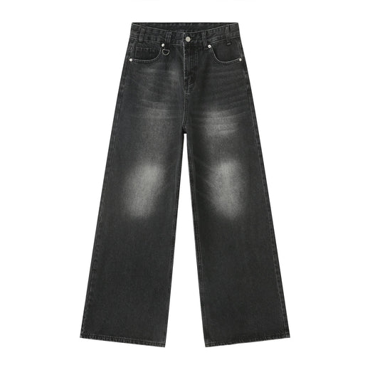 American High Street Simple Wind Black Loose Casual Jeans