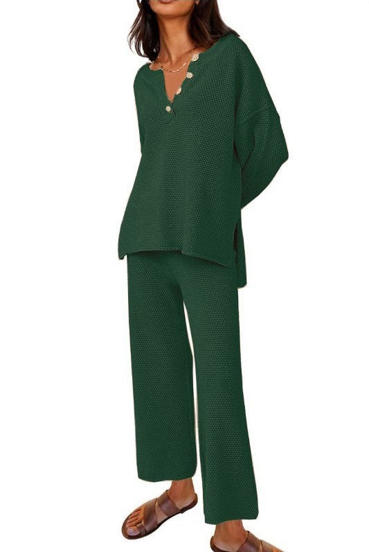 Solid Color Loose Leisure Two-Piece Set