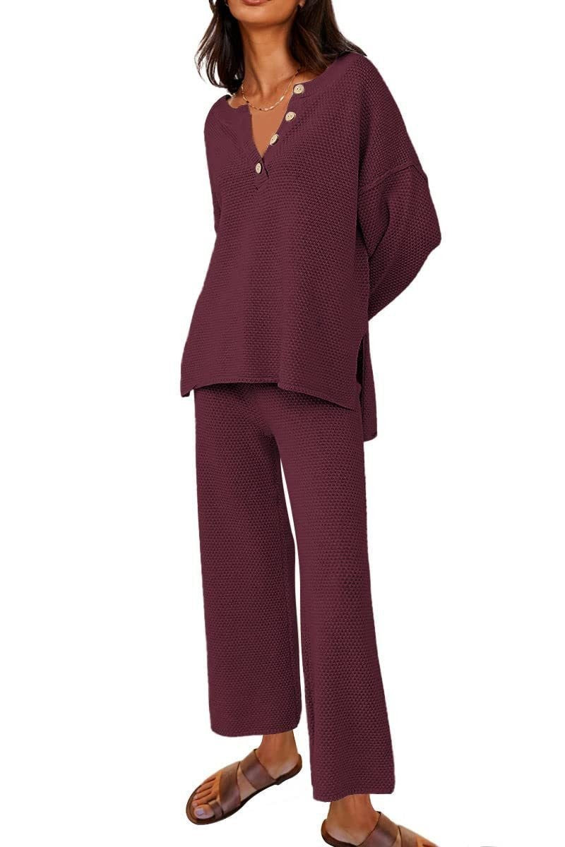 Solid Color Loose Leisure Two-Piece Set