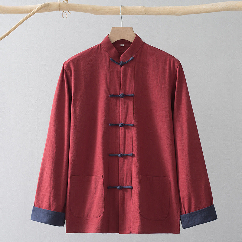 Cotton Linen Coat Vintage Top For Men