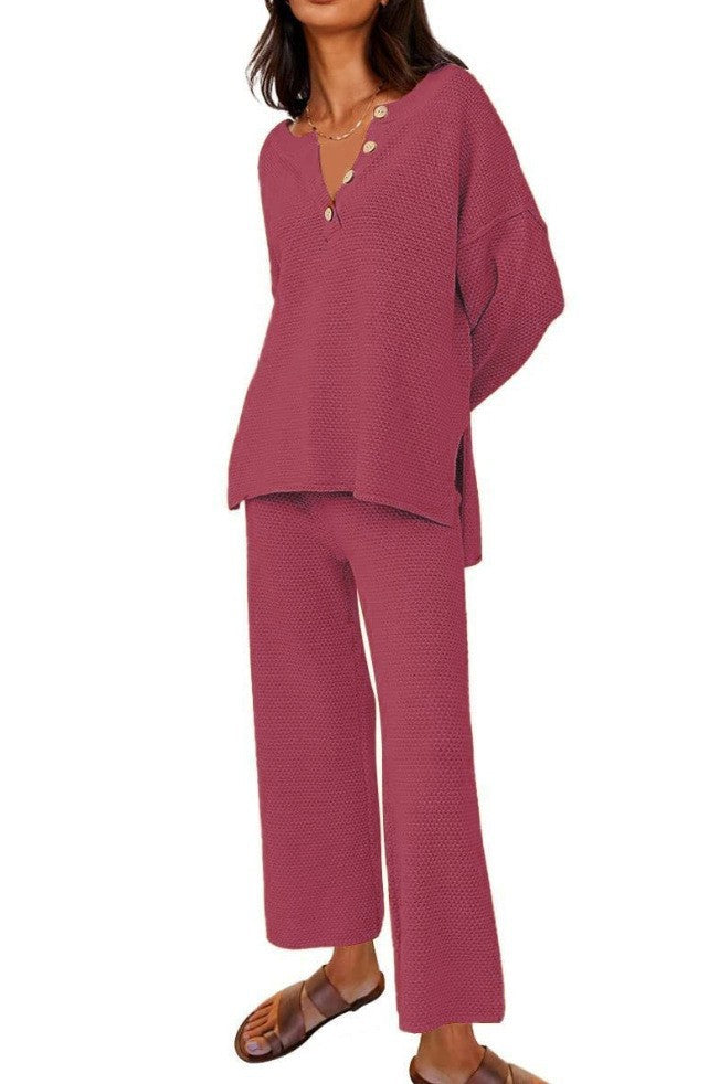 Solid Color Loose Leisure Two-Piece Set