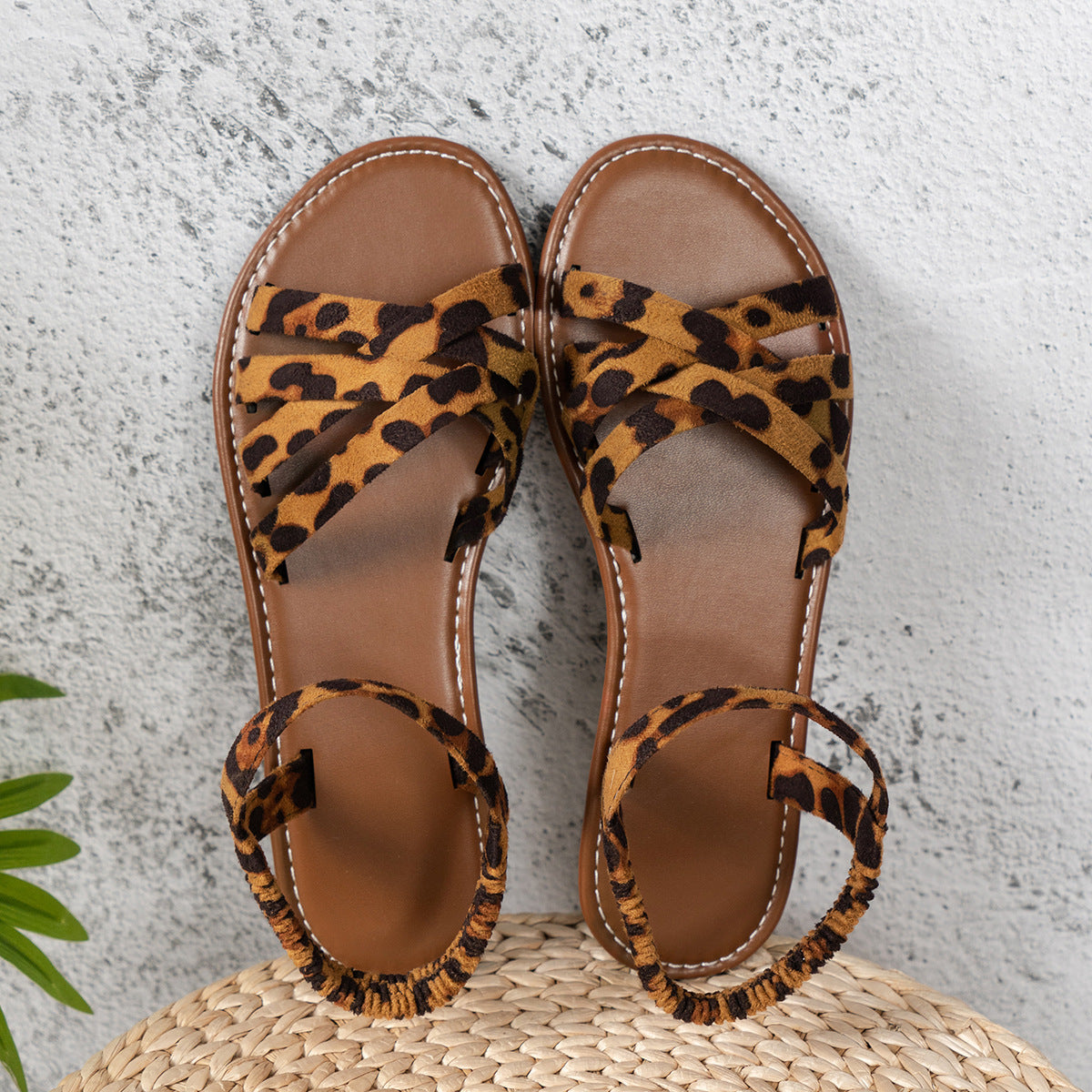 Leopard Print Flat Sandals Fashion & Non-Slip