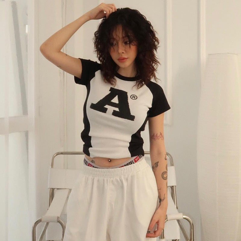 Sexy Letter Print Raglan Top