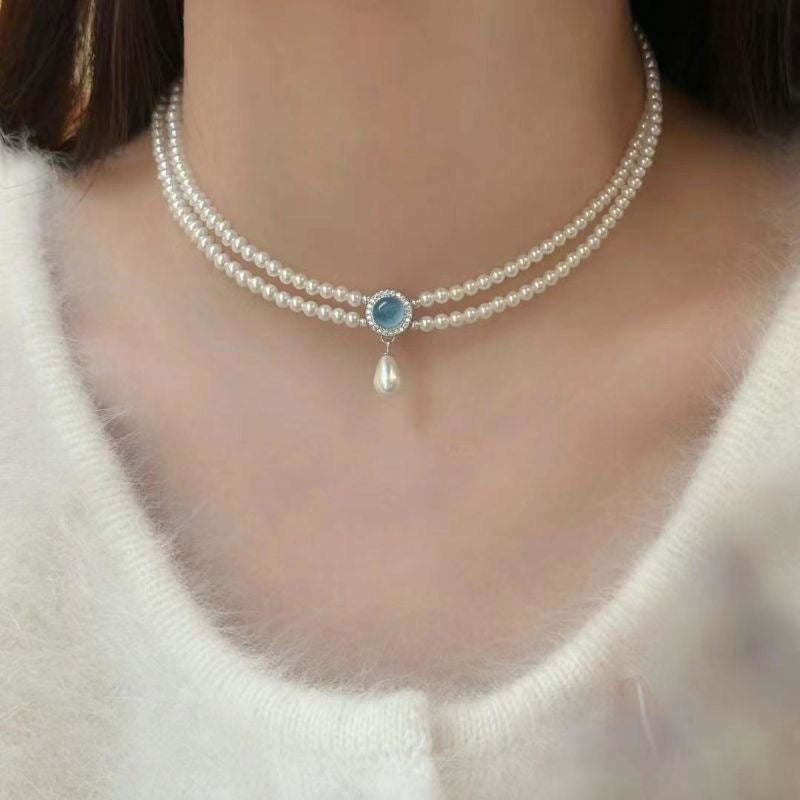 Aquamarine Pearl Necklace