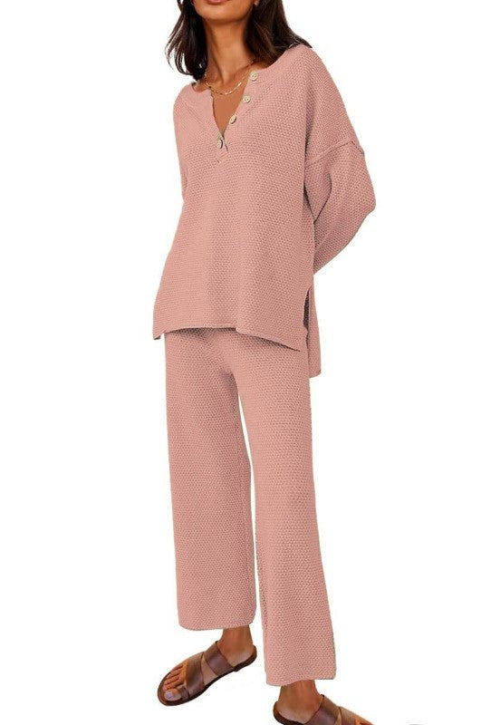 Solid Color Loose Leisure Two-Piece Set