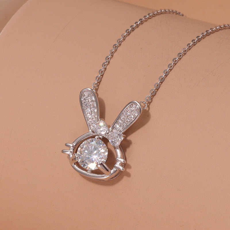 Rabbit Necklace S925 Sterling Silver Female Student Korean Style