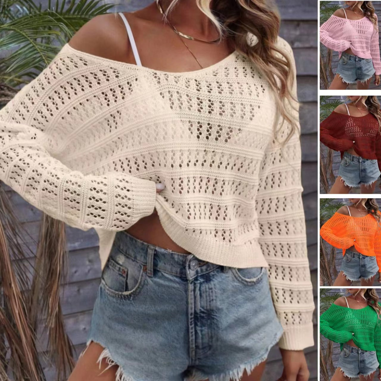 Women's Hollow Out Outer Match Knitted Sweater