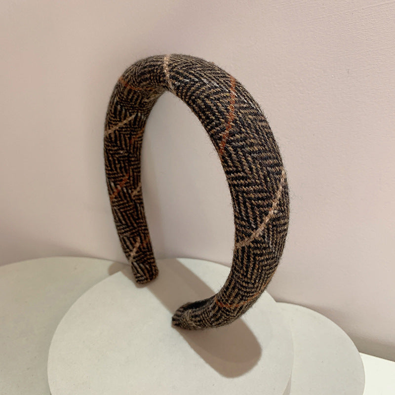 Gentle Temperament Warm Plaid Woolen Headband